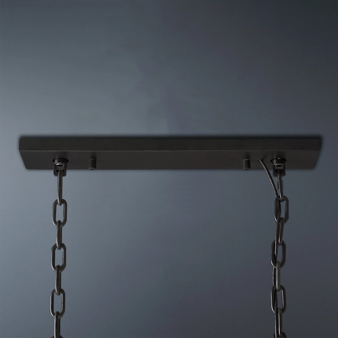 2-Tier Crystal 1920s Odeon Rectangular Chandelier L59"