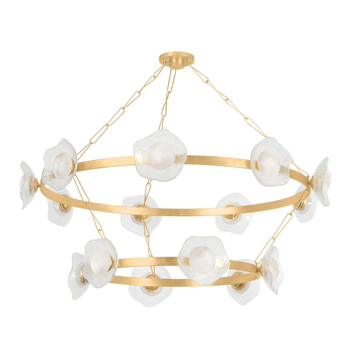Almandine 15-Light Chandelier in Vintage Gold Leaf 60.75L x 60.75W x 26H