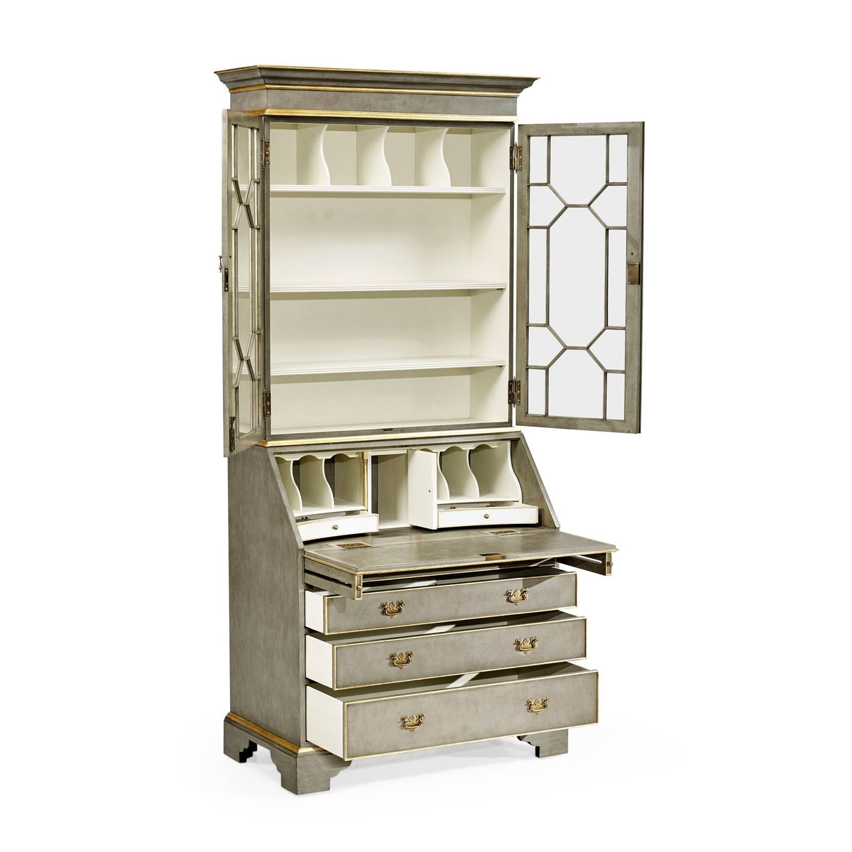 Jonathan Charles Buckingham Georgian Grey & Gilded Secretary Cabinet (492260-PBG)
