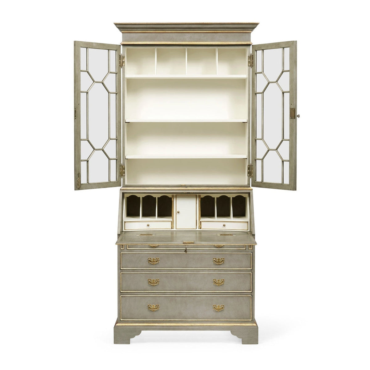 Jonathan Charles Buckingham Georgian Grey & Gilded Secretary Cabinet (492260-PBG)