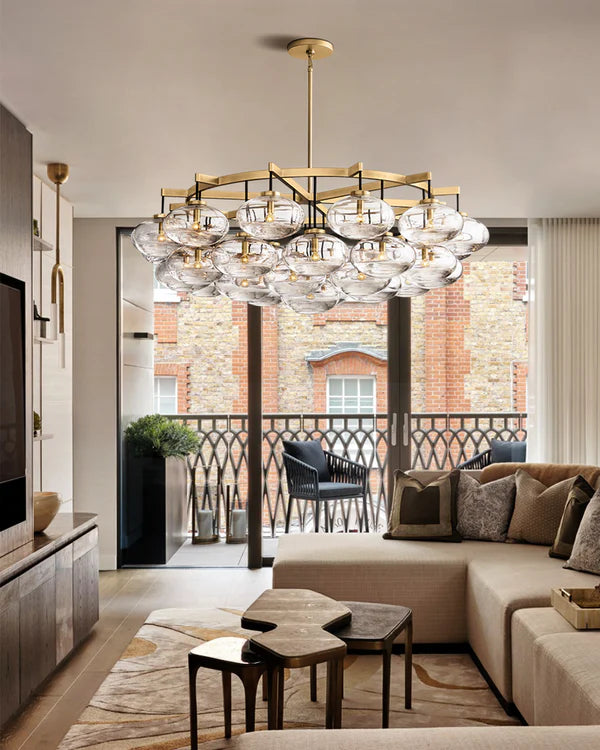 Curvette Clear Glass Round Chandelier 48"