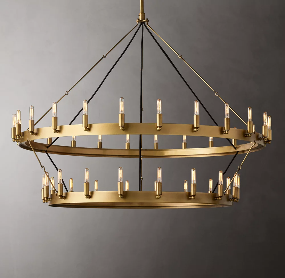 Camino 50" Vintage Filamaent Two-Tier Chandelier For Living Room