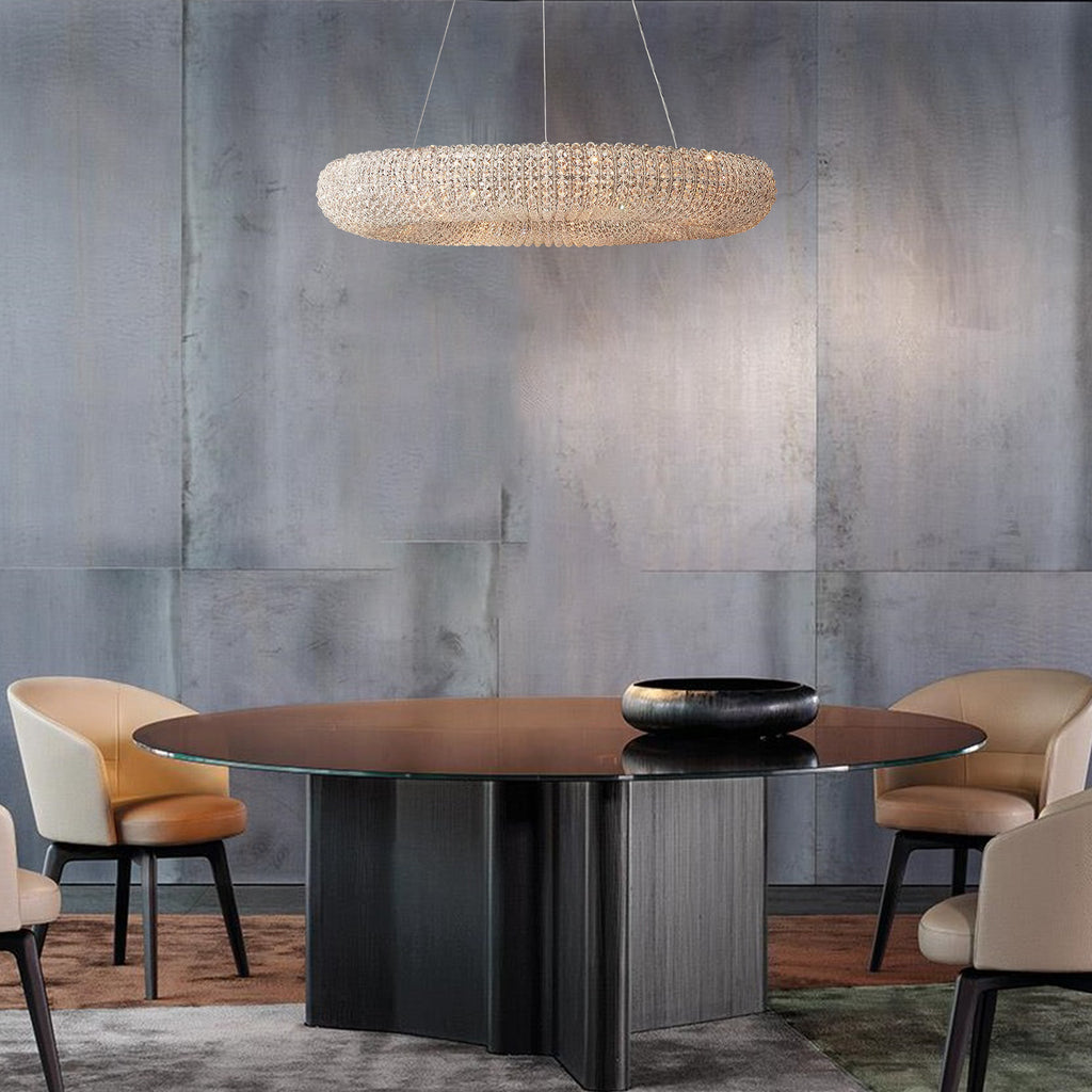 Round Halo Chandelier With Clear Crystal 32"/41"/59"