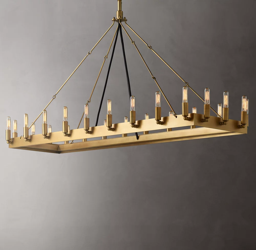 Camino Vintage Filamaent Rectangular Chandelier 52" For Living Room