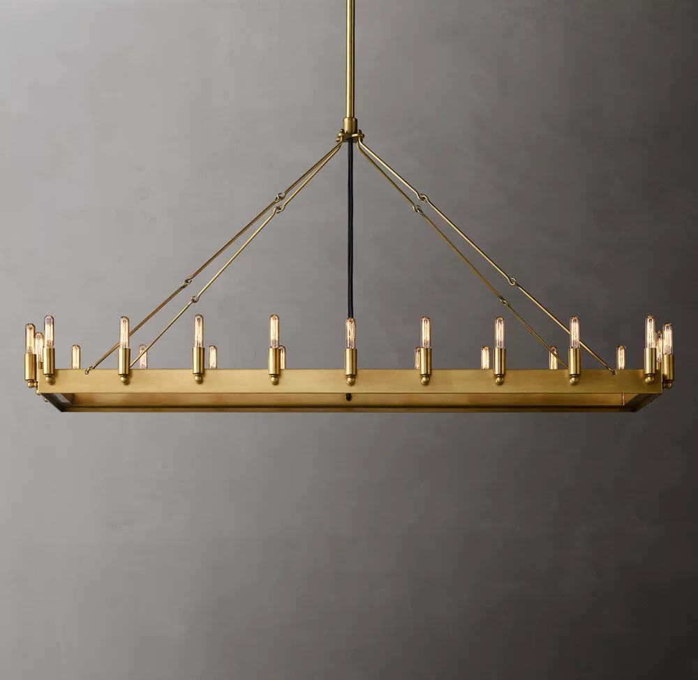 Camino Vintage Filamaent Rectangular Chandelier 52" For Living Room