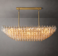 Mia Clear Glass Tiered Rectangular Chandelier For Dinning Room