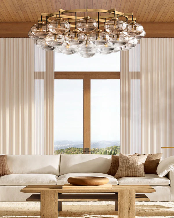 Curvette Clear Glass Round Chandelier 48"