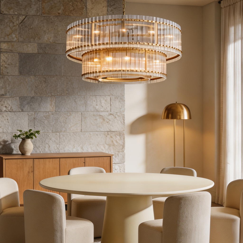 Modern San Marco Cake Two-Tier Round Luxury Chandelier 60"