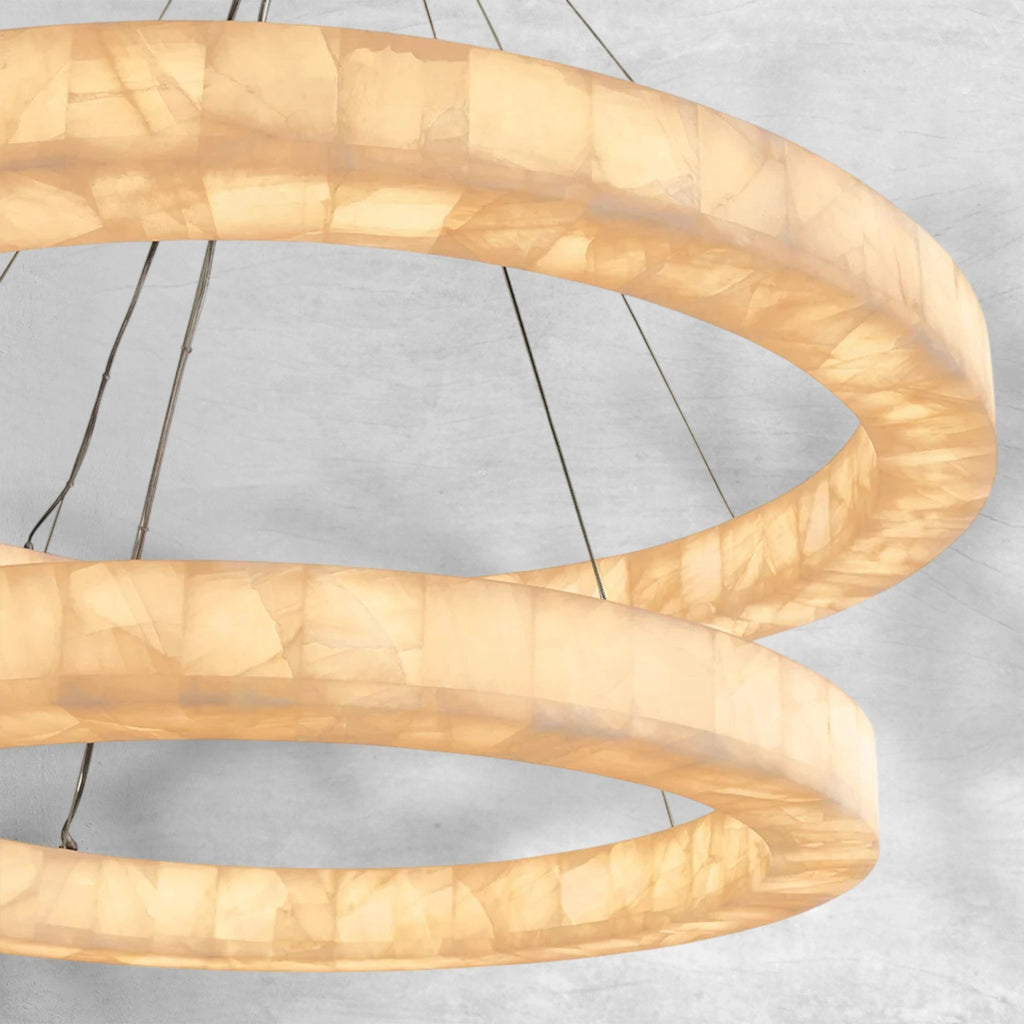 Rim 2-Tier Round Calcite Chandelier 60"