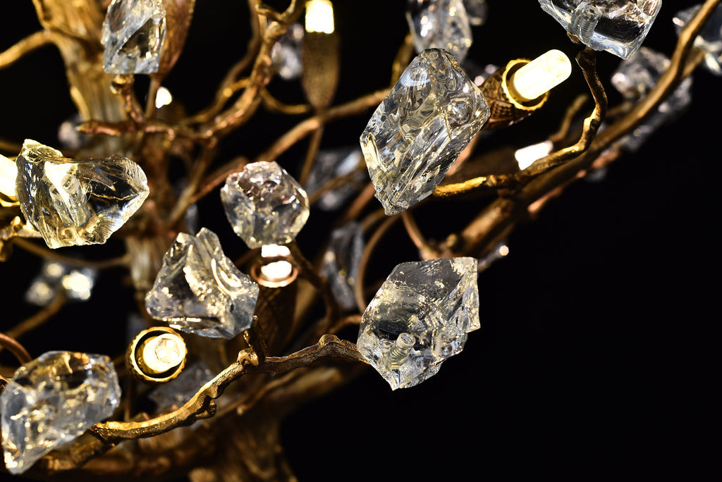 Branching Gemstone Brass Round Chandelier