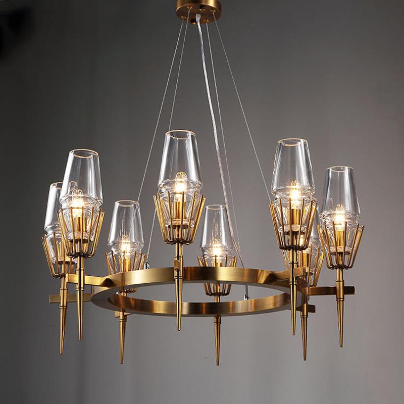 Chaillot Glass Brass Chandelier For Living Room
