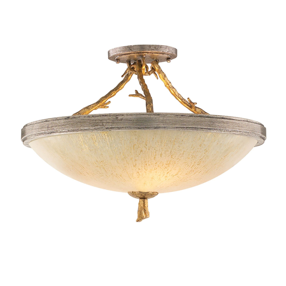 Parc Royale 3-Light Semi Flush in Vintage Gold Leaf 19.25L x 19.25W x 14H