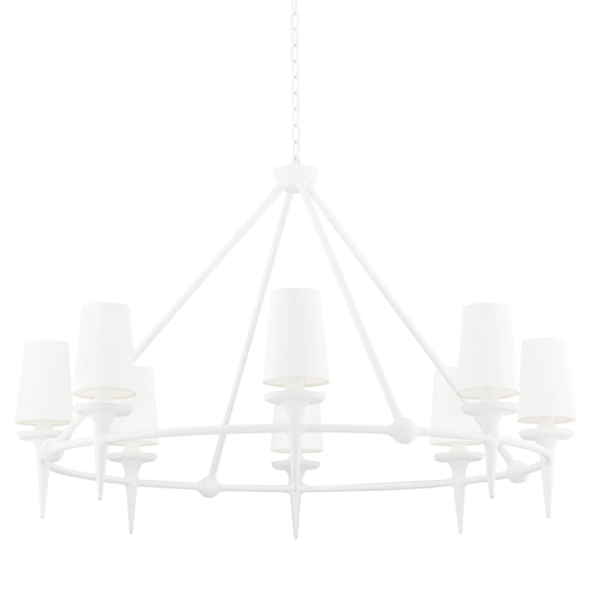 Torch 8-Light Chandelier in White Plaster 48L x 48W x 30.5H