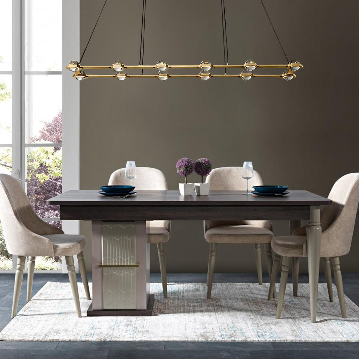 Eclatant Vintage Rectangular  Chandelier 54"