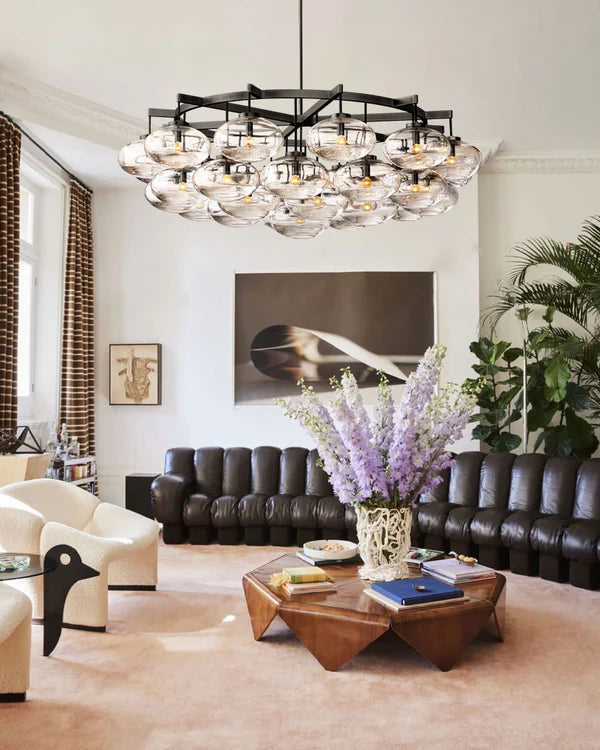 Curvette Clear Glass Round Chandelier 36"