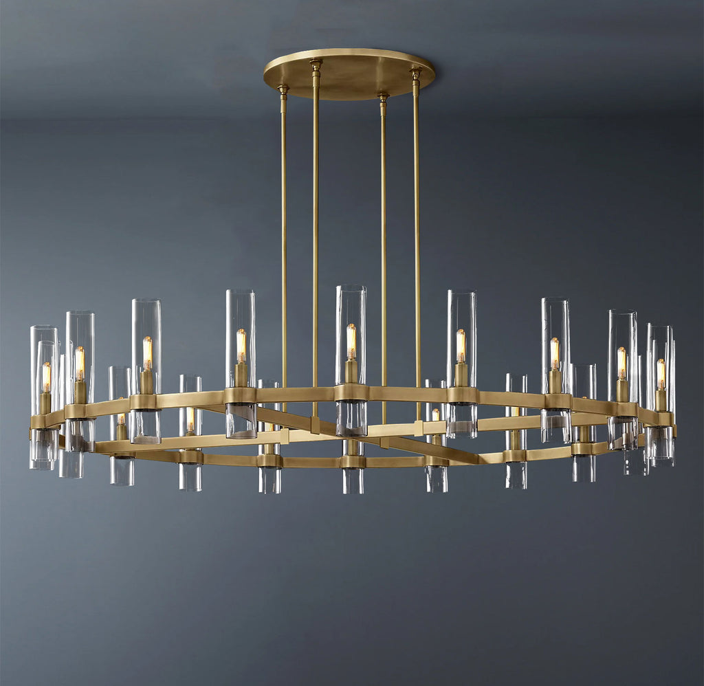 Ravelle Round Minimalist Glass Chandelier 60"