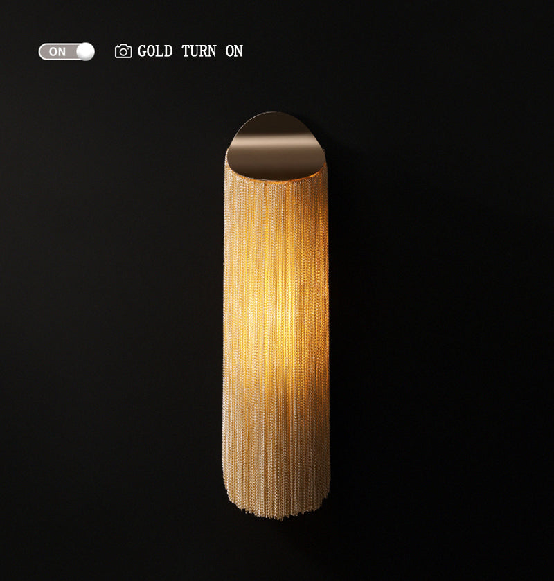 Modern cylindrical Aluminum Chain Tassel Wall Sconce