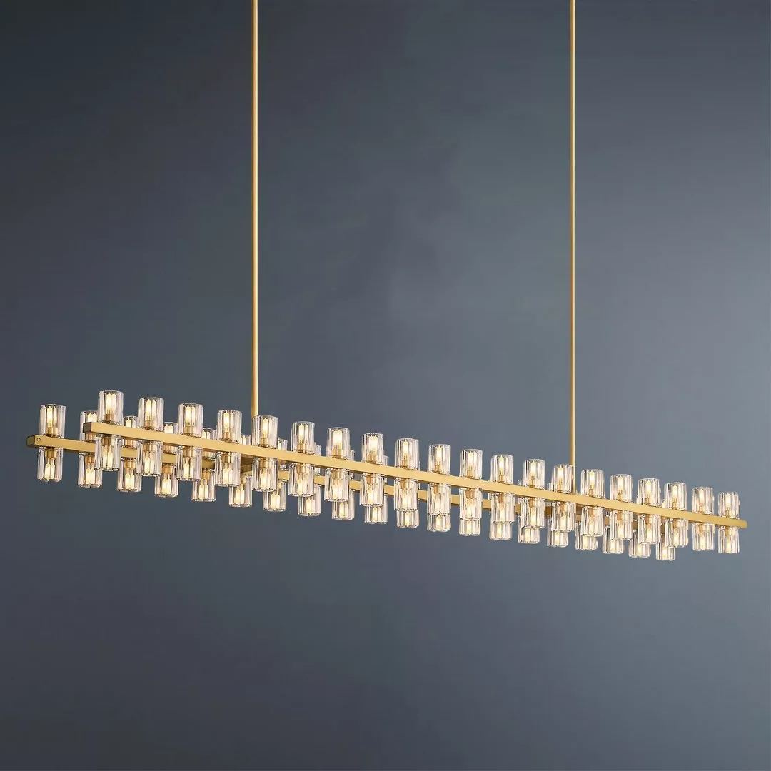 Arcachon Wine Glasses Led Rectangular Crystal  Chandelier 72"