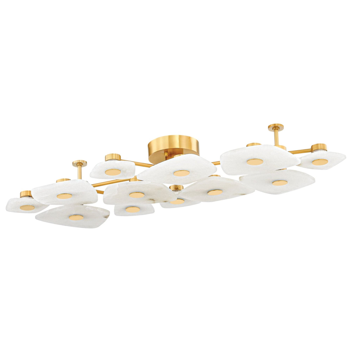 Holmdel 12-Light Semi Flush in Aged Brass 54L x 23.75W x 7.25H