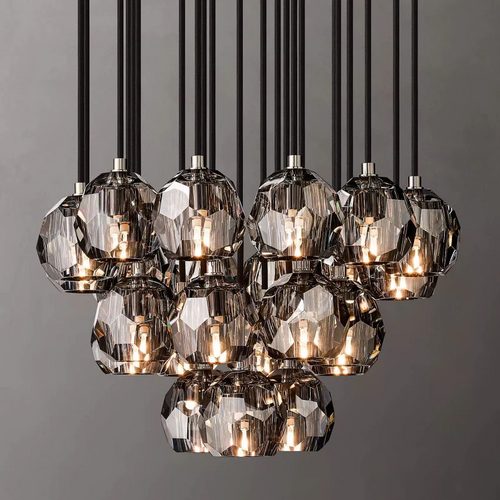 Boule De  Crystal Round Cluster Chandelier D 24"