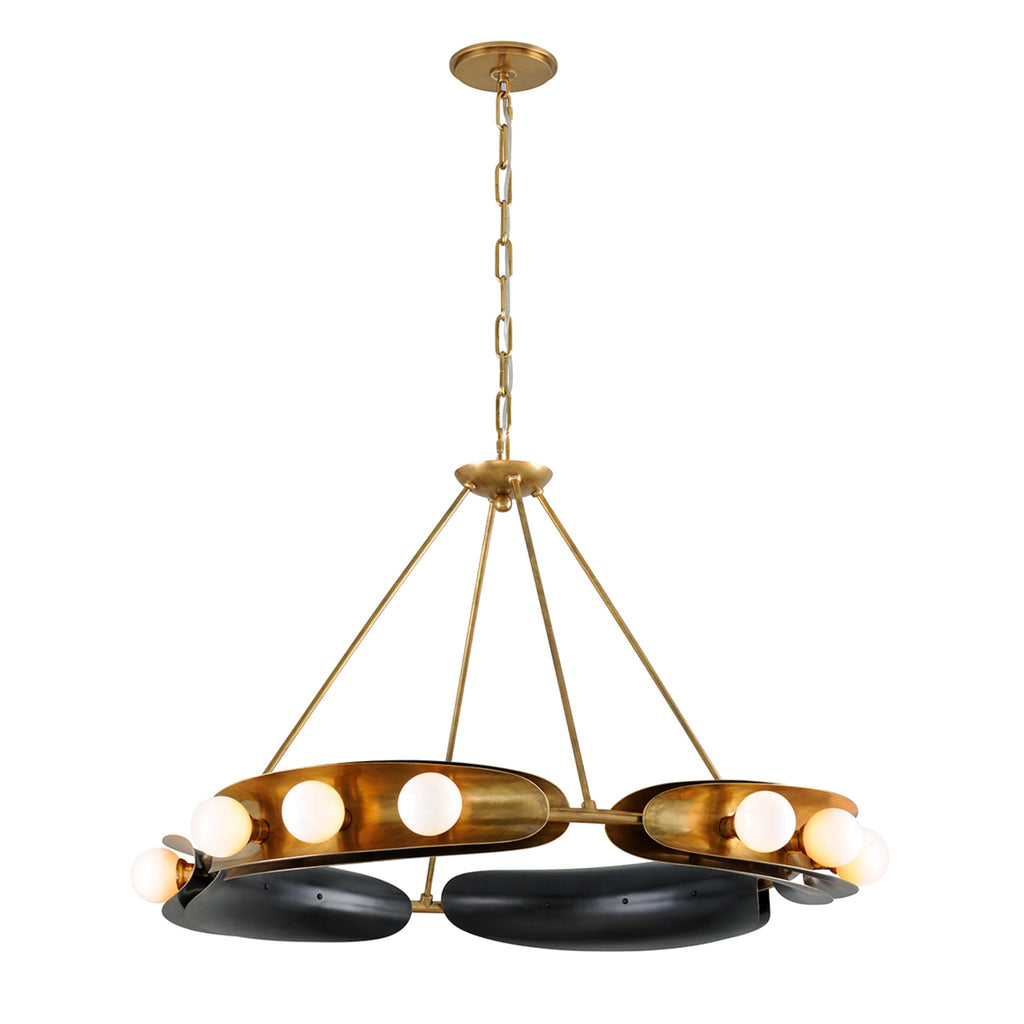 Hopper 12-Light Chandelier in Vintage Brass 41L x 41W x 25H