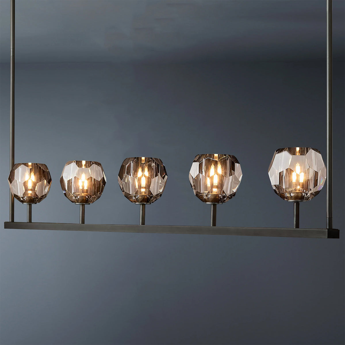Boule De Crystal Ball Clear/Smoke Glass Linear Chandelier 48"