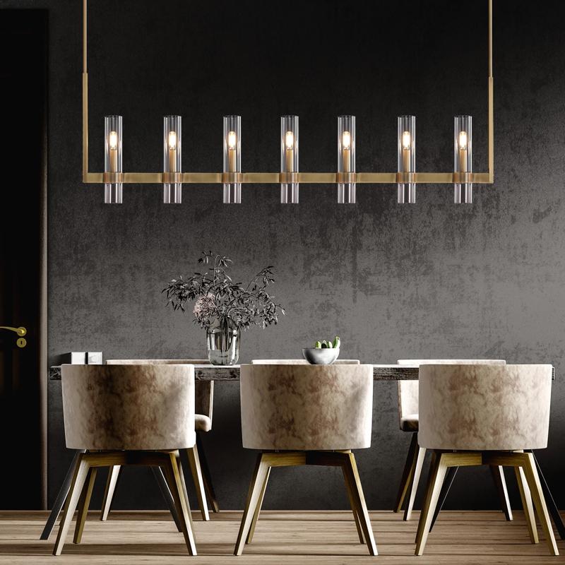 Glass Tube Linear Chandelier 7-Light 59"