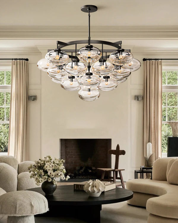 Curvette Clear Glass Round Chandelier 48"