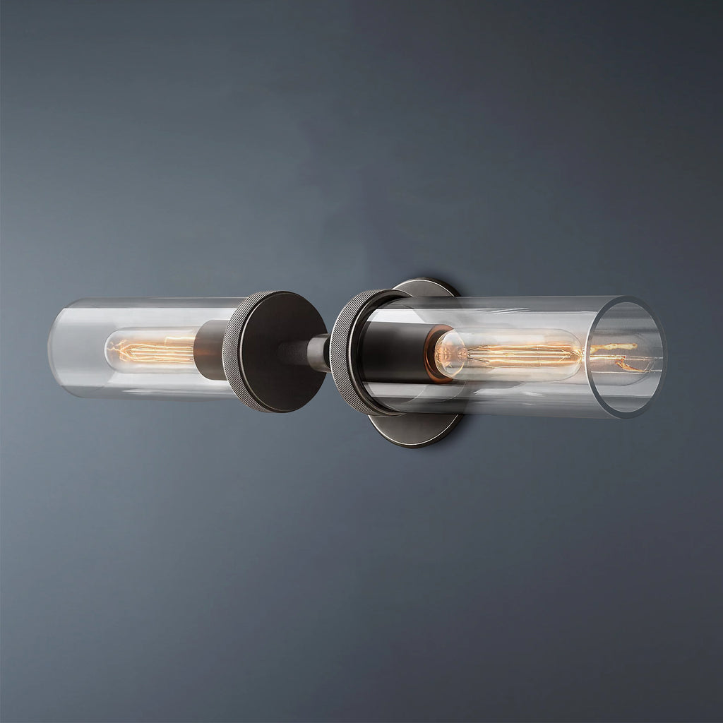 Embossed Tube Double Head Short Tube Wall Sconce