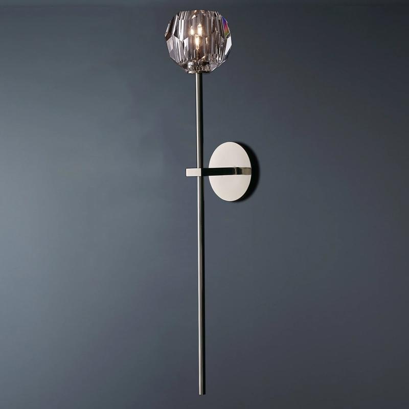 Boule De  Long Rod Crystal Wall Sconce