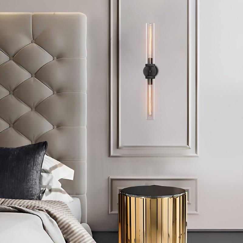 Embossed Tube Double Head Long Tube Wall Sconce