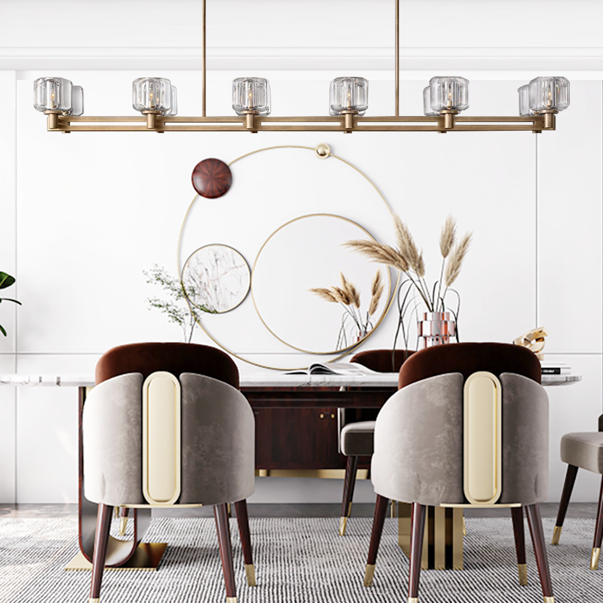Demaret Double Linear Chandelier 72" for Living Room, Bedroom,Kitchen Island