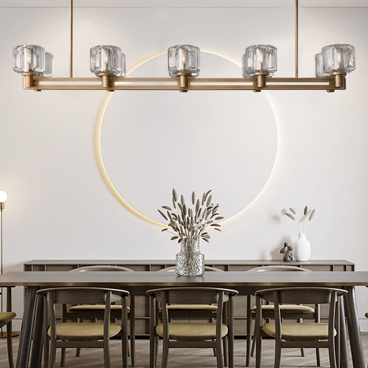 Demaret Double Linear Chandelier 54" for Living Room, Bedroom,Kitchen Island