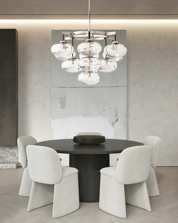 Curvette Clear Glass Round Chandelier 48"