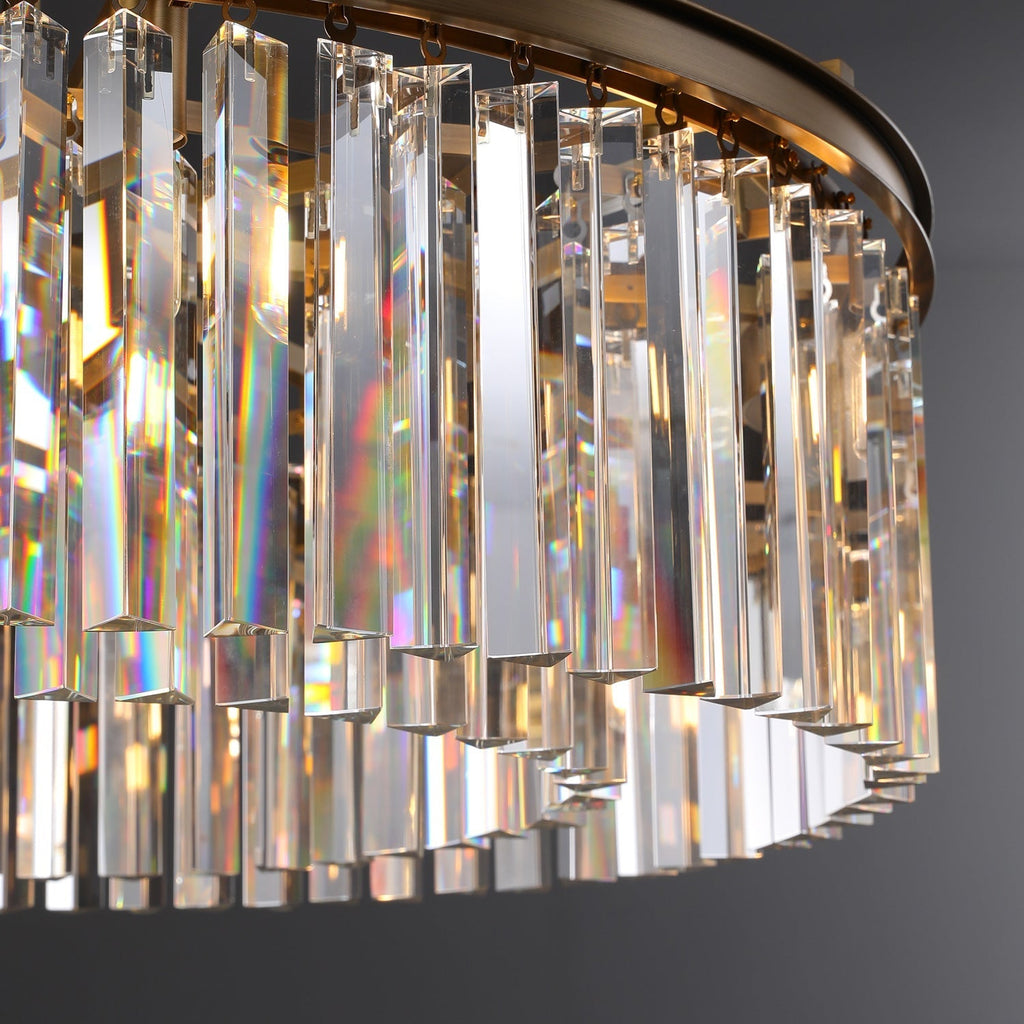 Royal Crystal Round Chandelier Finish Lacquered Burnished Brass