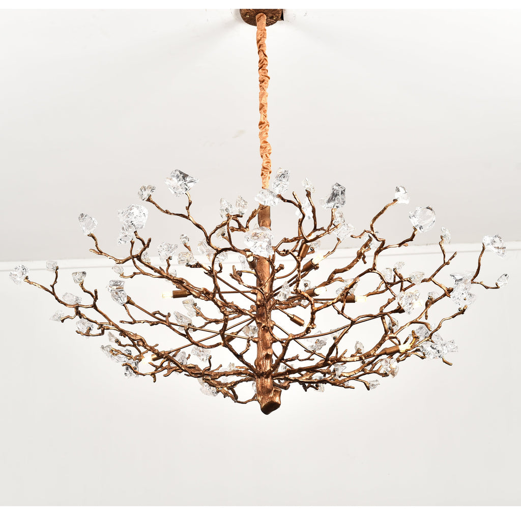 Branching Gemstone Brass Round Chandelier