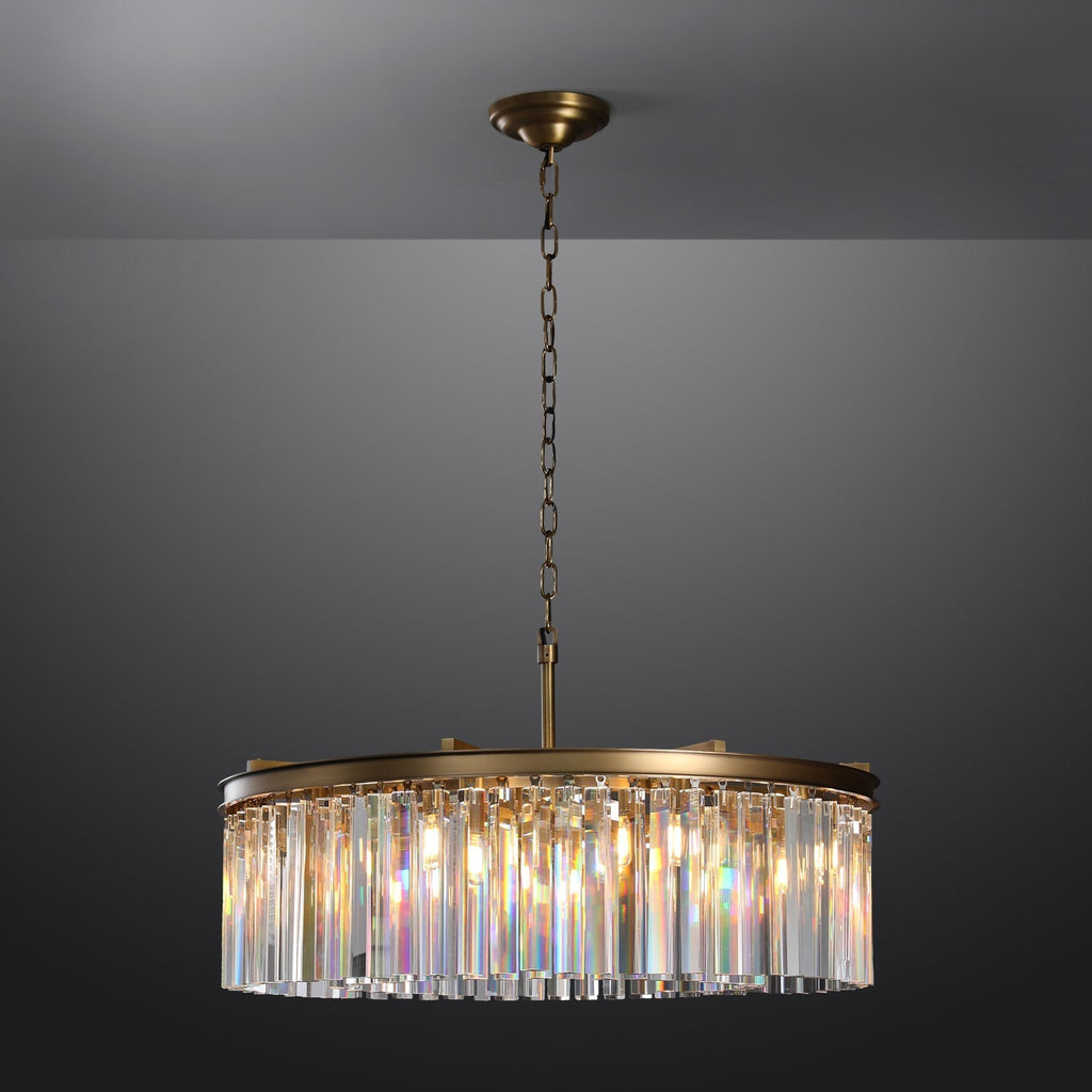 Royal Crystal Round Chandelier Finish Lacquered Burnished Brass
