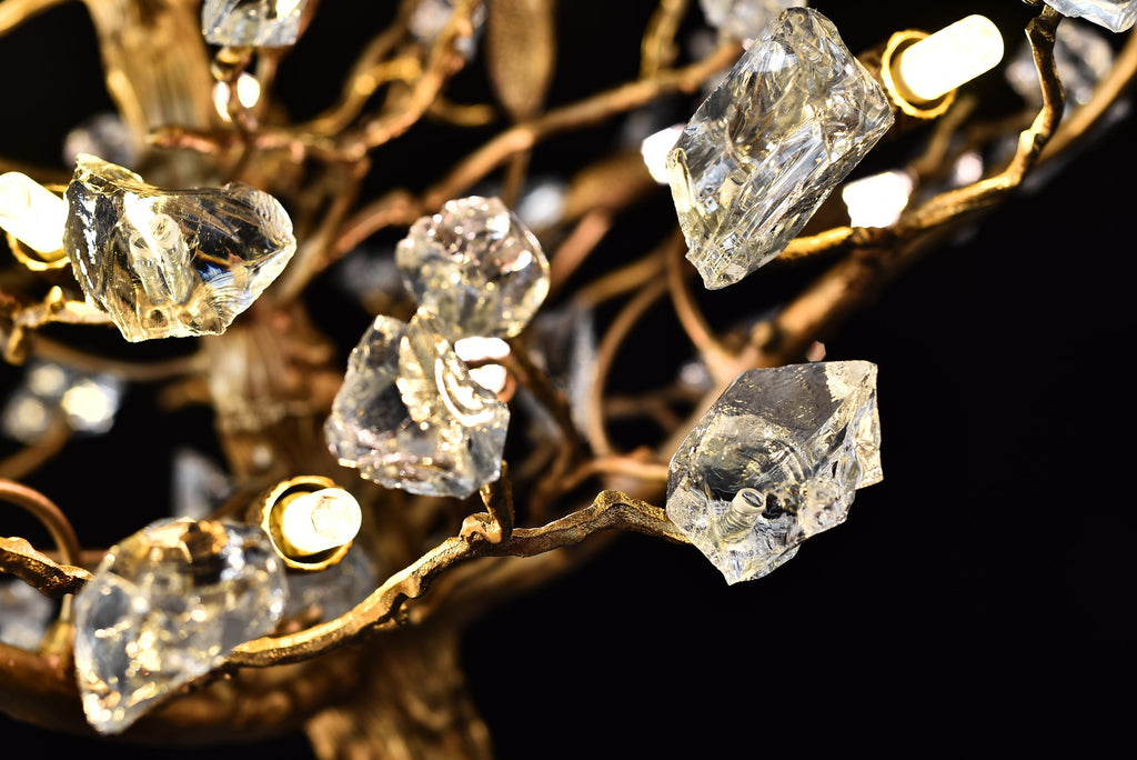 Branching Gemstone Brass Round Chandelier