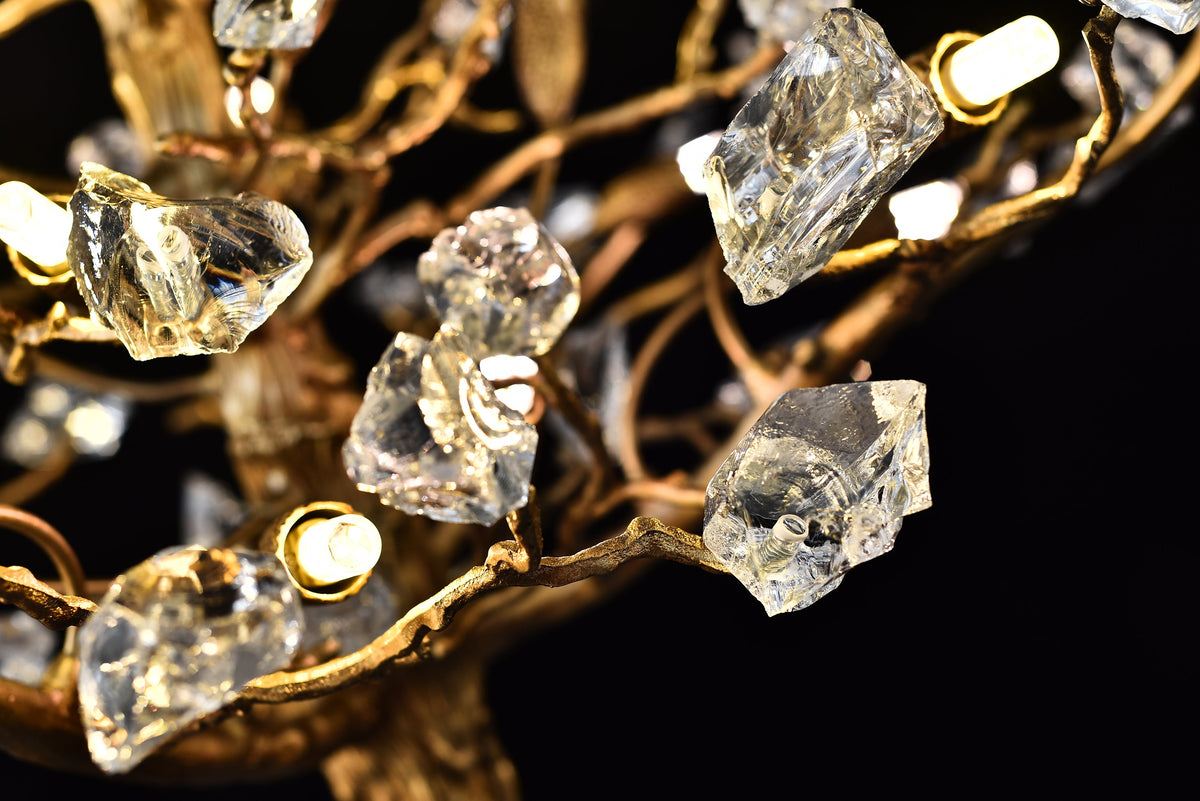 Branching Gemstone Brass Round Chandelier