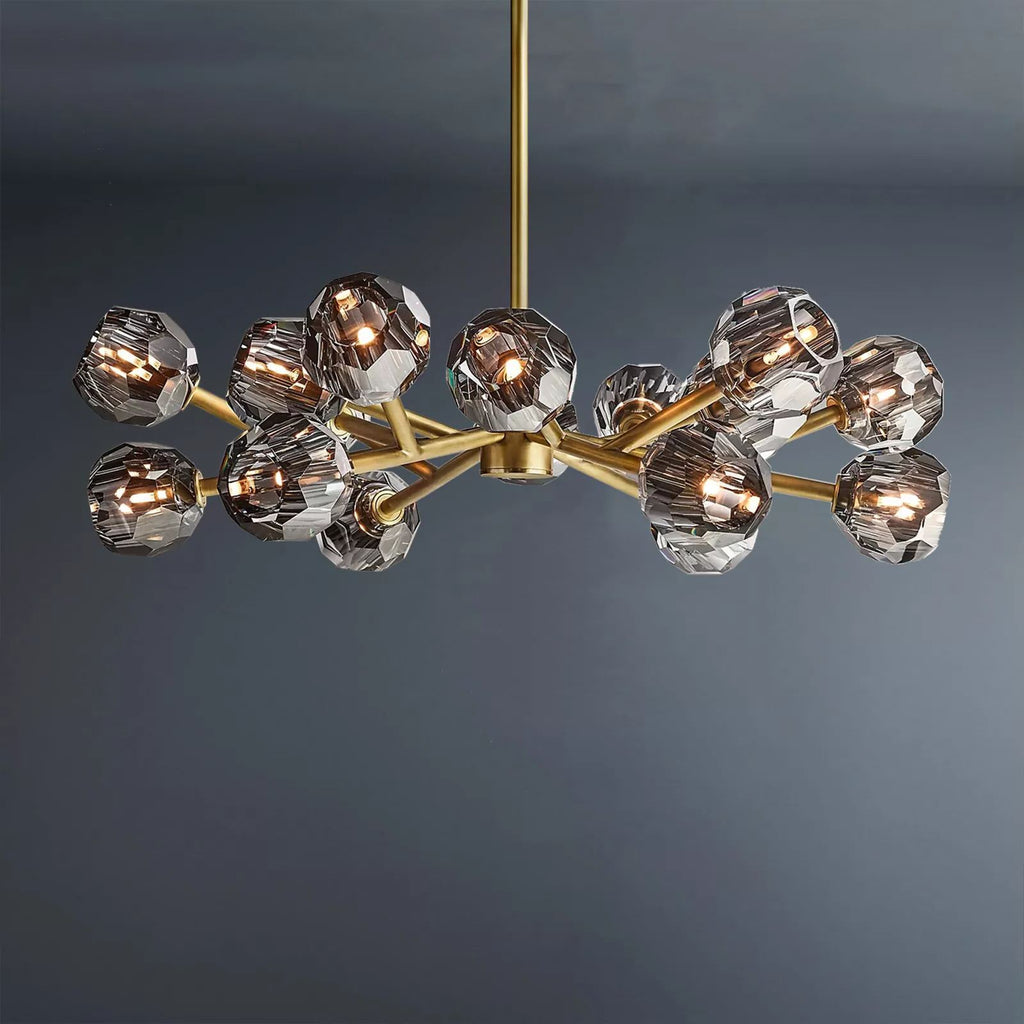 Boule De Crystal Ball Smoke Glass Round Chandelier 36"