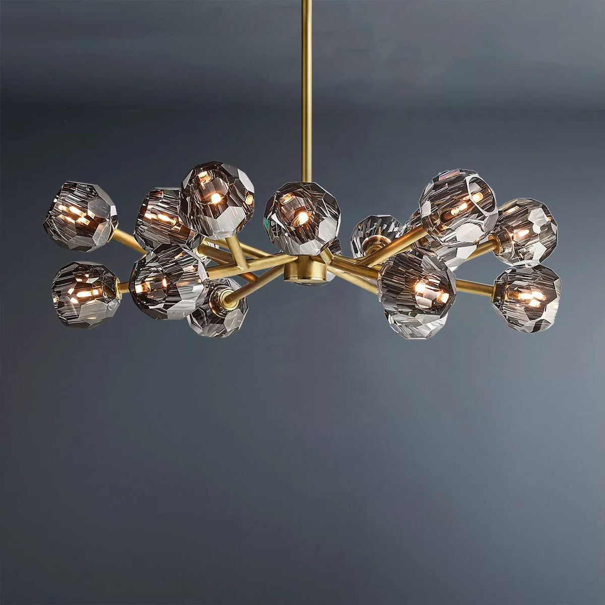 Boule De Crystal Ball Smoke Glass Round Chandelier 36"