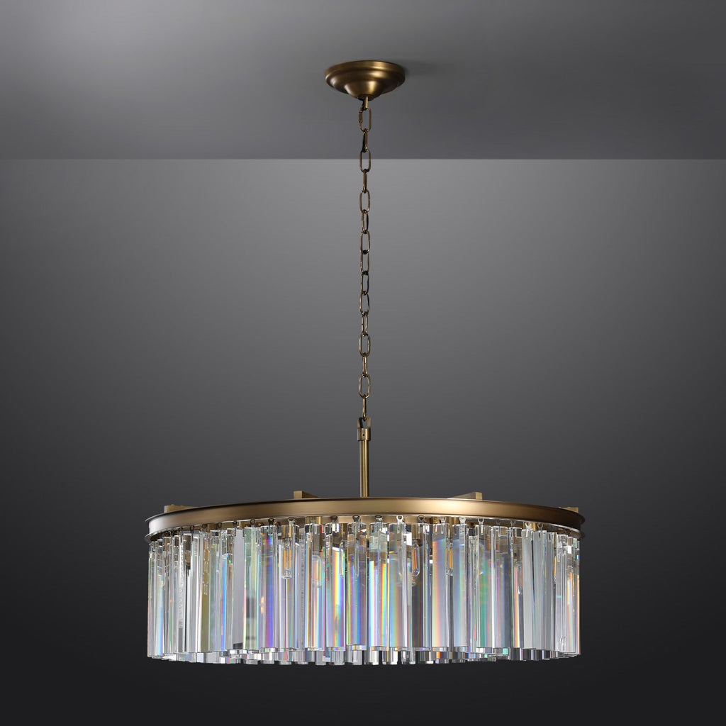 Royal Crystal Round Chandelier Finish Lacquered Burnished Brass