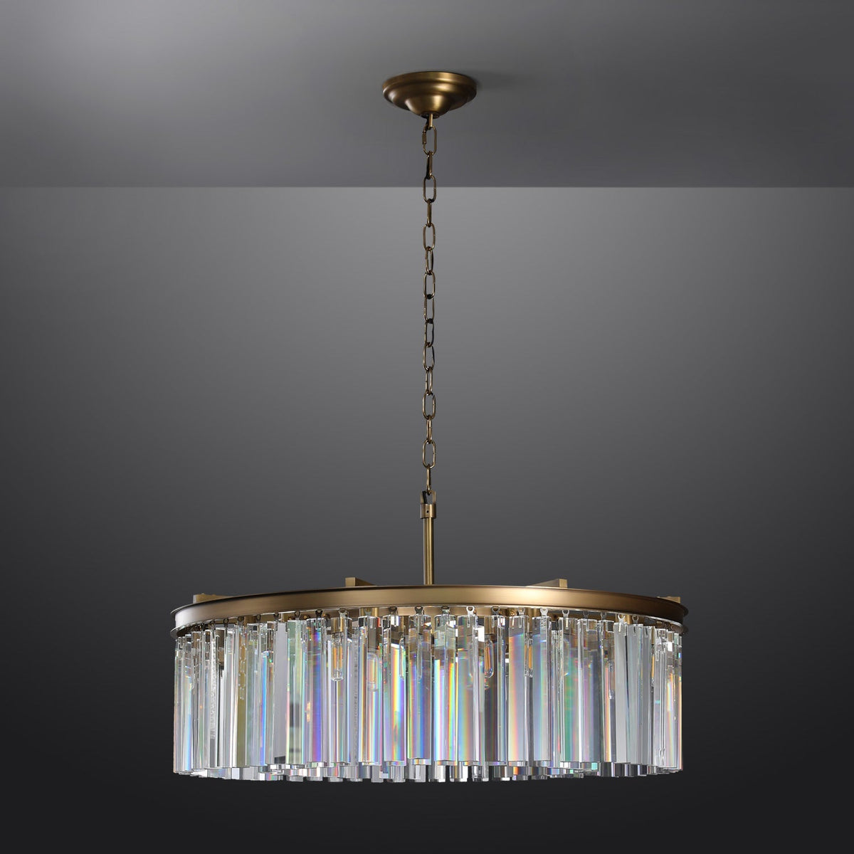 Royal Crystal Round Chandelier Finish Lacquered Burnished Brass