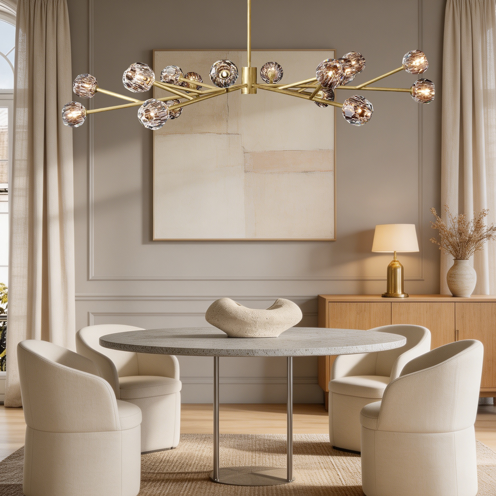 Boule De  Crystal Clear Chandelier 72"