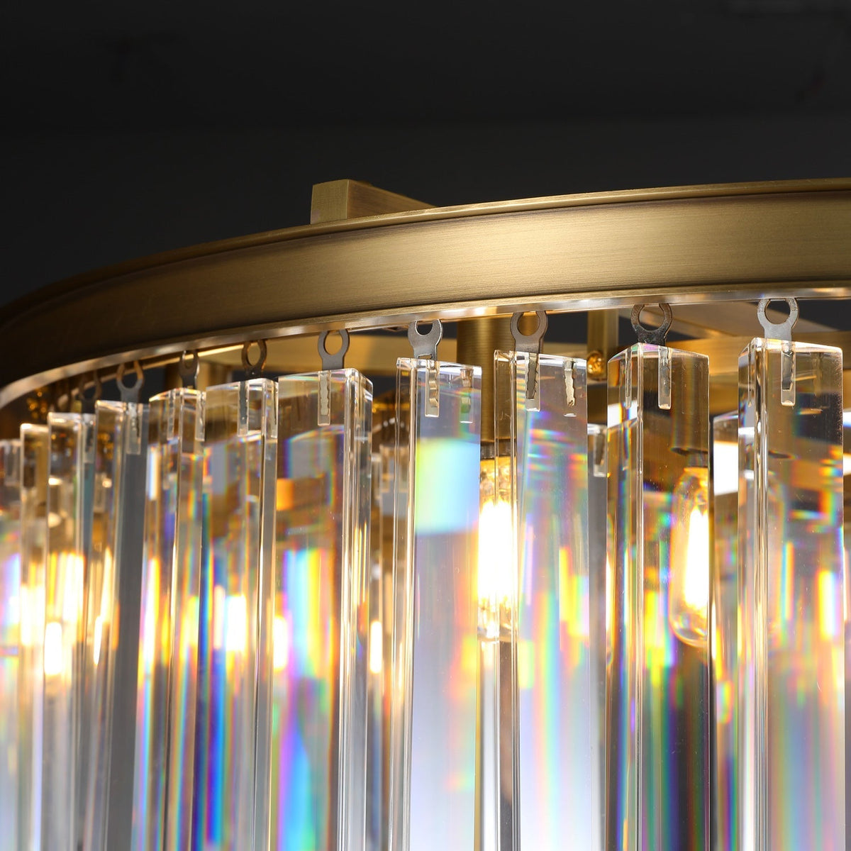 Royal Crystal Round Chandelier Finish Lacquered Burnished Brass