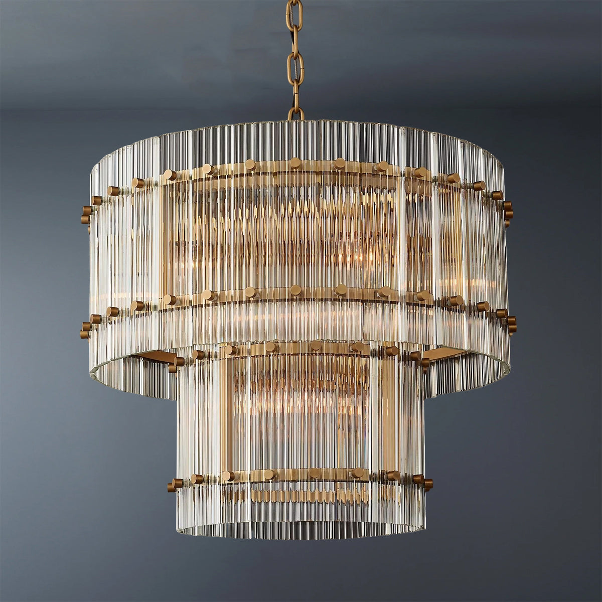 San  Modern 2-Tier Round Chandelier 22" For Living Room