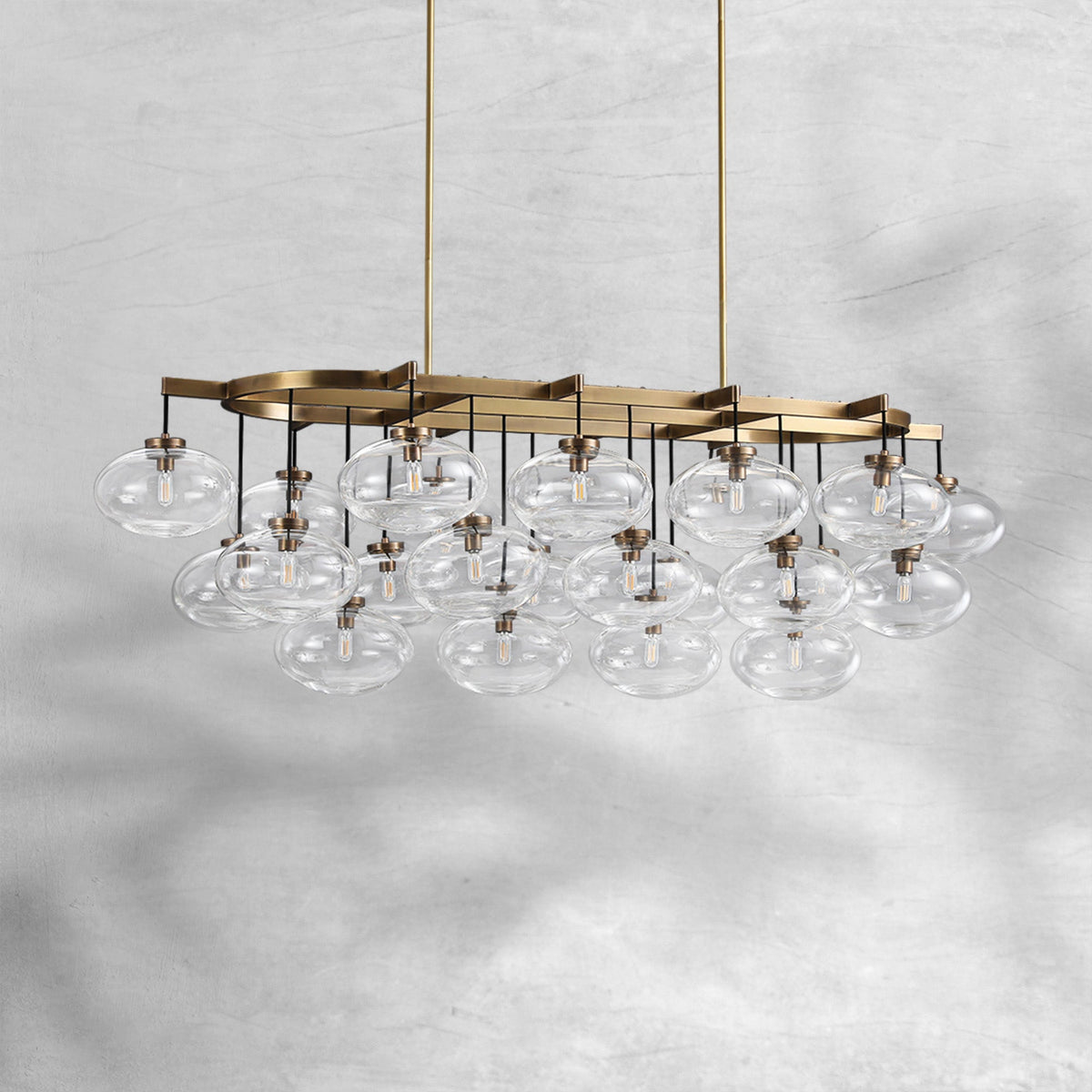 Curvette Clear Glass Linear Chandelier 72"