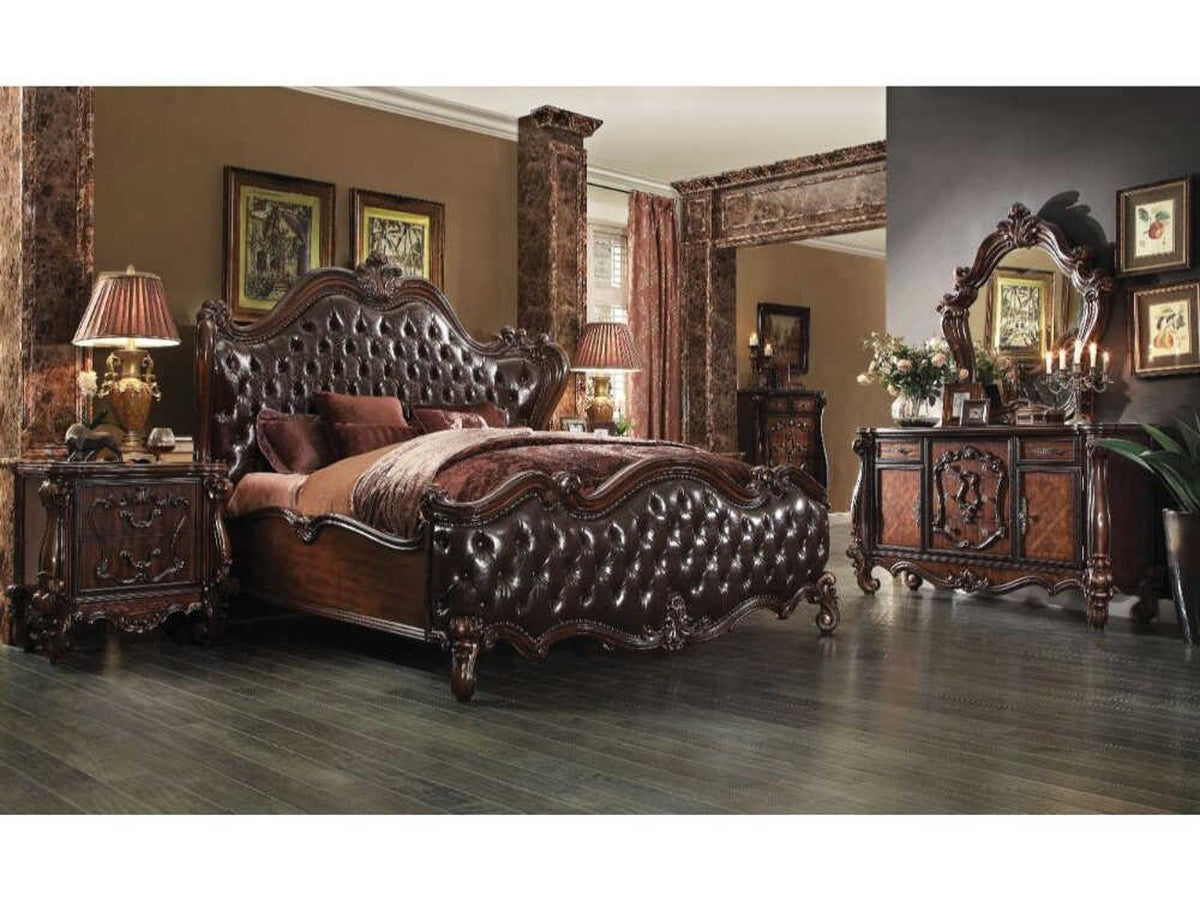 Versailles Cherry Poplar Wood Upholstered California King Panel Bed