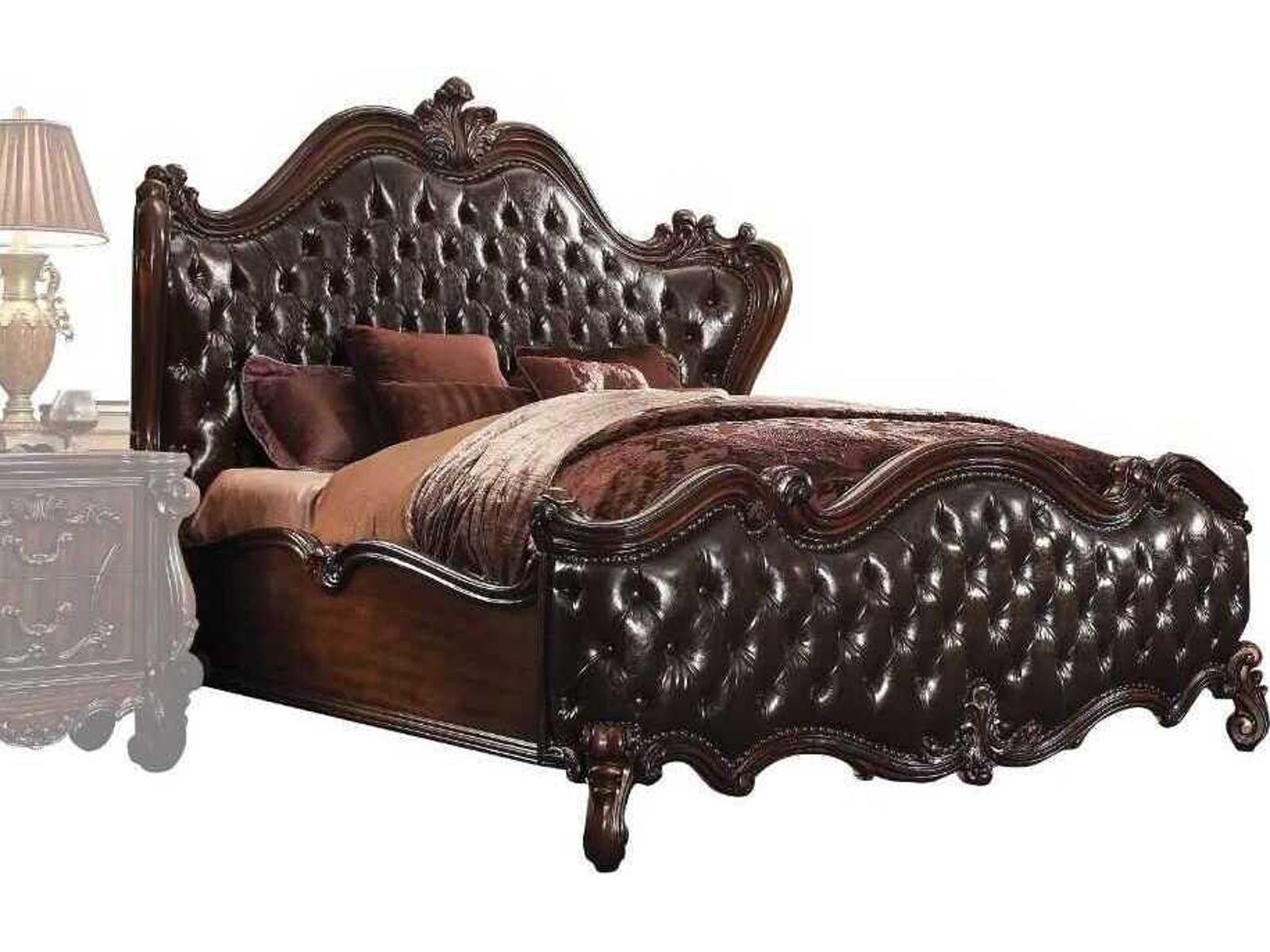 Versailles Cherry Poplar Wood Upholstered Queen Panel Bed