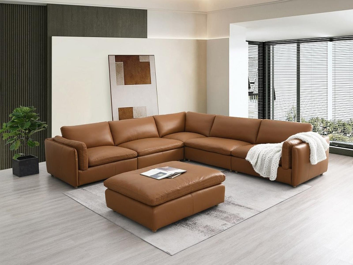 Brighton Brown Leather Sectional Sofa